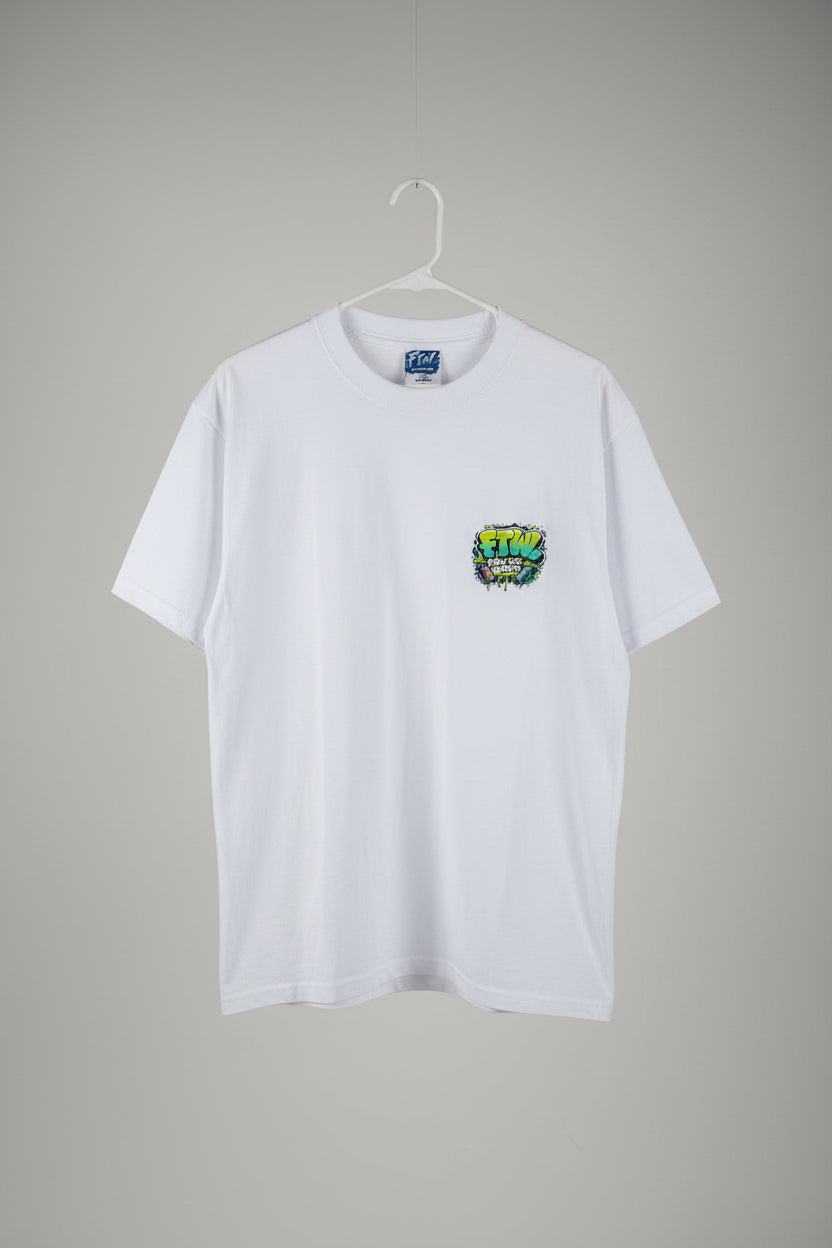 FTW Neon Graffiti Oversized Heavyweight Tee – White